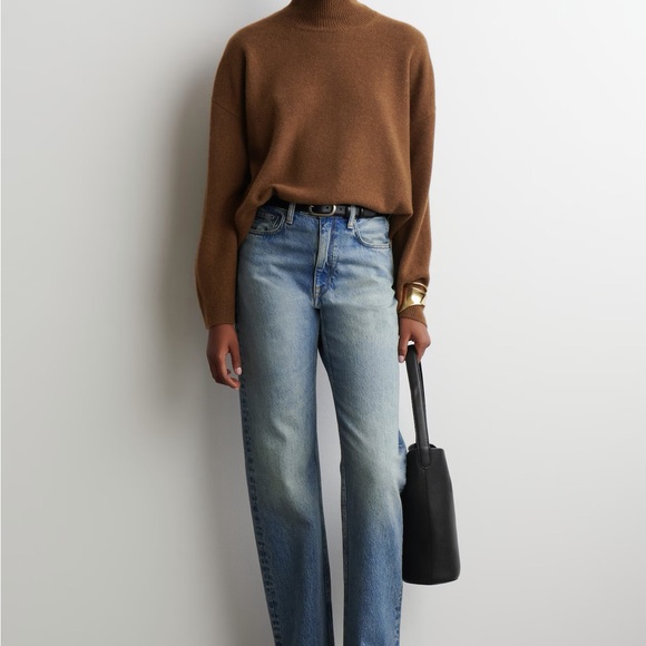 COS 100% Cashmere Mock Neck Turtleneck Sweater Brown Size Small - Picture 3 of 15